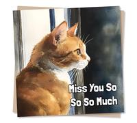 Adorable Thinking Of You or Missing You Card For a Loved One - Miss You So Much - Cat, Window, Reflective, Cats - Appreciation - For a Special Someone, Friend, Family, Partner, Bestie, Relative