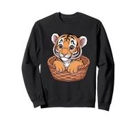 Adorable Tiger In Basket Cartoon Sweatshirt