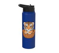 Adorable Tiger in Cozy Basket Nursery Jungle Stainless Steel Insulated Water Bottle