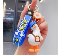 Adorable Tilt-Head Duck Pendent Keychain Charming White Cartoon Duck Figure Key Ring Holder Stylish Novelty Bag Backpack Car Key Accessories Gift for Women Men