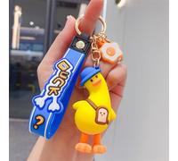 Adorable Tilt-Head Duck Pendent Keychain Charming Yellow Cartoon Duck Figure Key Ring Holder Stylish Novelty Bag Backpack Car Key Accessories Gift for Women Men