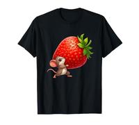 Adorable Tiny Mouse Carrying Giant Strawberry T-Shirt