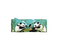 Adorable Two cute big pandas Print Baby Bow Headband â€“ Cute Delicate Hairband â€“ Soft Stretchy Princess Headbands