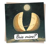 Adorable Valentine's Day Card For Loved One - Cheese Lover, Full Moon, Food Puns - Brie Mine? - For Partner, Wife, Husband, Boyfriend, Girlfriend