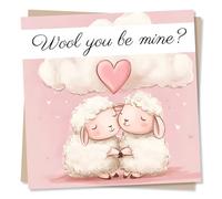 Adorable Valentine's Day Card For Loved One - Sheep, Love - Wool You Be Mine? - For Partner, Girlfriend, Boyfriend, Husband, Wife