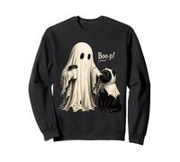 Adorable Vintage Ghost Boo-p! to a cat black Halloween Girls Sweatshirt