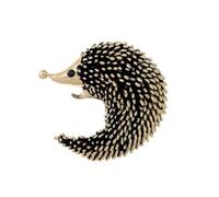 Adorable Vintage Zinc Alloy Hedgehog Brooch Antique Animals Pins Statement Jewellery Gifts Charms Coat Suits Lapel Accessories (Gold Plated)