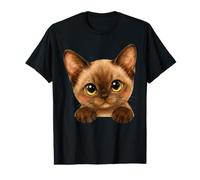 Adorable Watercolor Brown Kitten Peeking Cat Value Graphic T-Shirt