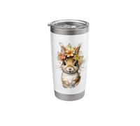 Adorable Watercolor Bunny with Floral Crown Rabbit Design Stainless Steel Insulated Tumbler