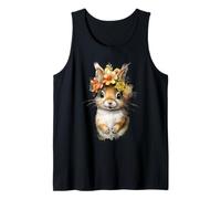 Adorable Watercolor Bunny with Floral Crown Rabbit Design Tank Top