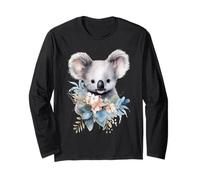 Adorable Watercolor Koala with Eucalyptus Floral Bouquet Long Sleeve T-Shirt
