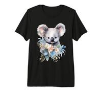 Adorable Watercolor Koala with Eucalyptus Floral Bouquet Premium T-Shirt
