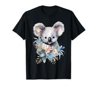 Adorable Watercolor Koala with Eucalyptus Floral Bouquet T-Shirt