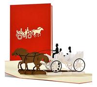 Adorable wedding card for bride & groom, elegant pop up wedding card, wedding carriage, wedding day card, wedding wishes cards, handmade, L18AMZ