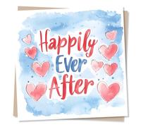 Adorable Wedding or Engagement or Anniversary Card For a Special Couple - Happily Ever After - Fairytale - Congratulations, Celebrations - For A Loved One, Husband & Wife, Boyfriend & Girlfriend