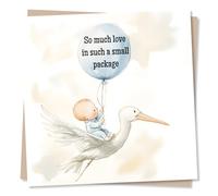 Adorable Welcome to the World Card for Newborn Boy - So Much Love In Such A Small Package - Baby, Blue, Love - For New Parents, Friend, Family, Relative
