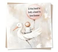 Adorable Welcome to the World Card for Newborn Girl - Bird and Balloon Design - A Tiny Hand To Hold, A Heart To Love Forever - Pink, Baby, Love - For New Parents, Friend, Family, Relative