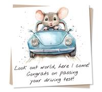Adorable Well Done or Congratulations Card For Loved One - Woodland Animals, Cute Mouse - Congrats On Passing Your Driving Test - For Son, Daughter, Sister, Brother, Best Friend, Bestie