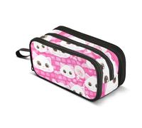 Adorable White Kittens Pink Zipper Pencil Case Pencils Pouch Girls Classroom Pen Pouch Animal Storage Pencil Bags Kids Stationery Back to School Supply 8.86x3.54x4.33in