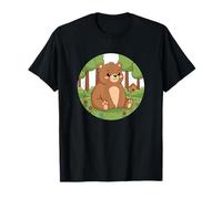 Adorable Woodland Brown Bear Cute Forest Scene T-Shirt