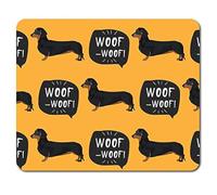 Adorable Yellow & Black Sausage Dog Mouse Mat Pad - Dachshund Dogs Computer Desk Accessory Gift Secret Santa Mum Dad Sister Brother Animal Lover #15293