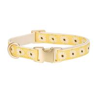 Adorable Yellow Daisy Pattern Dog Collar with Gold Buckle - Comfortable and Stylish Pet Accessory for Large size
