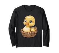 Adorable Yellow Duckling in Woven Basket Nursery Long Sleeve T-Shirt