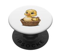 Adorable Yellow Duckling In Woven Basket Nursery PopSockets Adhesive PopGrip