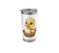 Adorable Yellow Duckling in Woven Basket Nursery Stainless Steel Insulated Tumbler