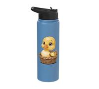 Adorable Yellow Duckling in Woven Basket Nursery Stainless Steel Insulated Water Bottle