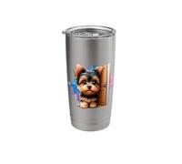 Adorable Yorkshire Terrier Puppy with Open Door Stainless Steel Insulated Tumbler