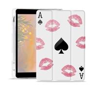 AdorableWhimsy Ace of Spades Print Case for iPad Air 11" M3/M2(2025/2024) for iPad Air 5th/4th 10.9" 2022/2020 Cute Poker Design Leather Protective Case Foldable Soft Back Cover with Pencil Holder