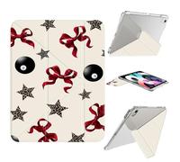 AdorableWhimsy Bow & Star Case for iPad 10th Generation 2022 10.9"/ iPad (A16) 11th Gen 2025 11" Animal Printed Aesthetic Design Y-Shaped Detachable Leather Cover Clear Hard Back Foldable Case