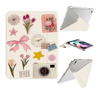 AdorableWhimsy Cute Collage Case for iPad 10th Generation 2022 10.9"/ iPad (A16) 11th Gen 2025 11" Preppy Girly Aesthetic Design Y-Shaped Detachable Leather Cover Clear Hard Back Foldable Case