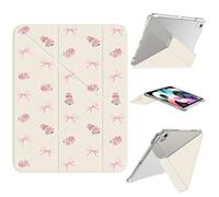 AdorableWhimsy Cute Floral Bowknot Case for iPad 10th Generation 2022 10.9"/ iPad (A16) 11th Gen 2025 11" Preppy Girly Aesthetic Design Y-Shaped Detachable Leather Cover Clear Hard Back Foldable Case