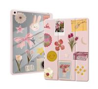 AdorableWhimsy Cute Girly Collage Case for iPad A16 11th Generation 2025 11" / iPad 10th Generation 2022 10.9" with Pencil Holder Lovely Preppy Pink Leather Clear Back Shell Foldable Protective Cover