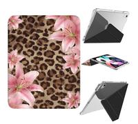 AdorableWhimsy Cute Lily Flower Case for iPad 10th Generation 2022 10.9"/ iPad (A16) 11th Gen 2025 11" Animal Print Aesthetic Design Y-Shaped Detachable Leather Cover Clear Hard Back Foldable Case