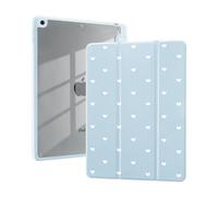 AdorableWhimsy Cute Love Hearts Case for iPad (A16) 11th Generation 2025 11 Inch/iPad 10th Generation 2022 10.9 Inch Simple Aesthetic Girly Trifold Stand Blue Leather Cover Clear Back