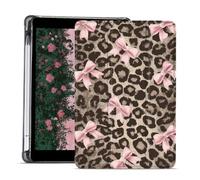 AdorableWhimsy Cute Pink Bow Case for iPad 10th Generation 2022 10.9"/ iPad (A16) 11th Gen 2025 11" Animal Print Aesthetic Design Foldable Leather Protective Case Soft Back Cover with Pencil Holder