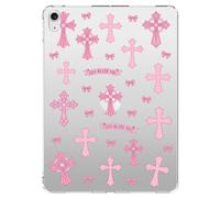 AdorableWhimsy Cute Pink Cross Case for iPad 10th Generation 2022 10.9"/ iPad (A16) 11th Gen 2025 11" Aesthetic Girly Design Clear Protective Tablet Cover Shockproof Hard Shell for Women Girls
