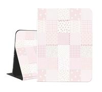 AdorableWhimsy Cute Pink Patchwork Case for iPad mini 7 (A17 Pro) 2024 / iPad mini 6 2021 8.3 Inch with Pencil Holder Multi-Angle Viewing Stand Leather Folio Cover Aesthetic Protective Case