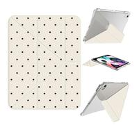 AdorableWhimsy Cute Polka Dot Case for iPad 10th Generation 2022 10.9"/ iPad (A16) 11th Gen 2025 11" Classic Vintage Aesthetic Design Y-Shaped Detachable Leather Cover Clear Hard Back Foldable Case