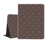 AdorableWhimsy Cute Polka Dot Case for iPad Pro 2022/2021/2020/2018 11 Inch with Pencil Holder Vintage Aesthetic Classic Minimalist Design Brown Leather Folio Stand Cover