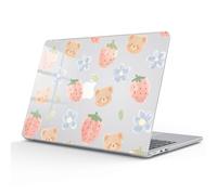 AdorableWhimsy for MacBook Air 13 Inch Case 2021-2018 Release A2337 M1/A2179/A1932 Kawaii Bear Strawberry Cute Design Crystal Clear Hard Shell Case Laptop Protective Cover for MacBook Air 13.3"