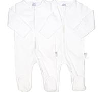 AdoraCub 2-Pack Baby Sleepsuits 2 Way Zips, Organic Cotton | White, Pink with Love Heart & Blue | Soft, Comfortable, Breathable | Newborn size to 2 yrs | Wrapped in gift box