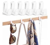 Adorainbow 10pcs Plastic J Shaped Clip on Pegboard Hooks for Wall Storage | White Plastic, Repositionable Design, for Clothes and Face Masks, Offices and Workbench Walls