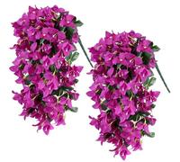 ADORAMOUR Artificial Hanging Flowers Vines, 2pcs 53cm Fake Bougainvillea | UV Resistant Faux Trailing Blooms for Garden Patio Balcony Window Box, Floral Garland for Trellis Fence Porch & Pergola Decor