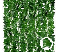 ADORAMOUR Artificial Ivy Garlands - 24Pack 210cm Length - Realistic Fake Vines for Room Aesthetic and Garden Wall Decoration for Indoor Outdoor, Green Faux Leaves Plastic Hanging Plants Greenery Decor