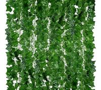 ADORAMOUR Artificial Ivy Garlands - 48Pack 210cm Length - Realistic Fake Vines for Room Aesthetic and Garden Wall Decoration for Indoor Outdoor, Green Faux Leaves Plastic Hanging Plants Greenery Decor