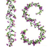 ADORAMOUR Purple Daisy Artificial Flower Garlands, 2Pcs Fake Floral Vines